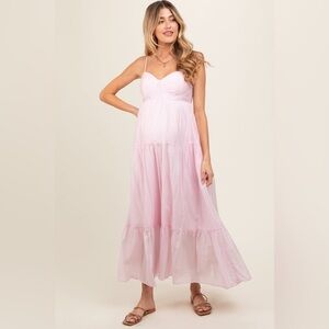 Pinkblush bustier style tiered maxi dress nwot